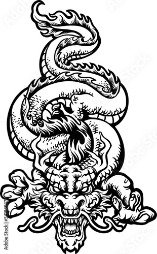 Angry Oriental Dragon Monochrome Clipart Vector illustrations for your work Logo, mascot merchandise t-shirt, stickers and Label designs, poster, greeting cards advertising business company or brands.