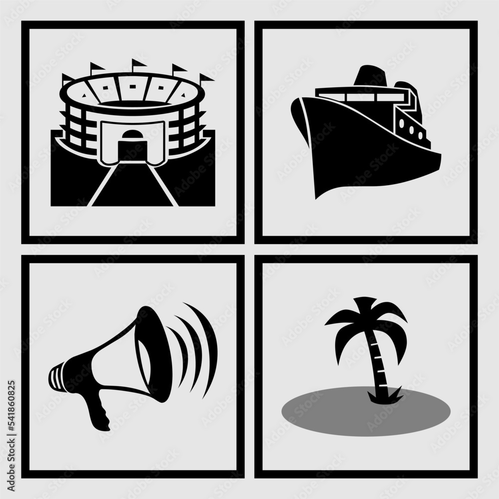 vector black boat and ship icon set vector black boat and ship icon set