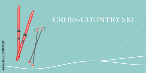 Horizontal banner with cross-country skis