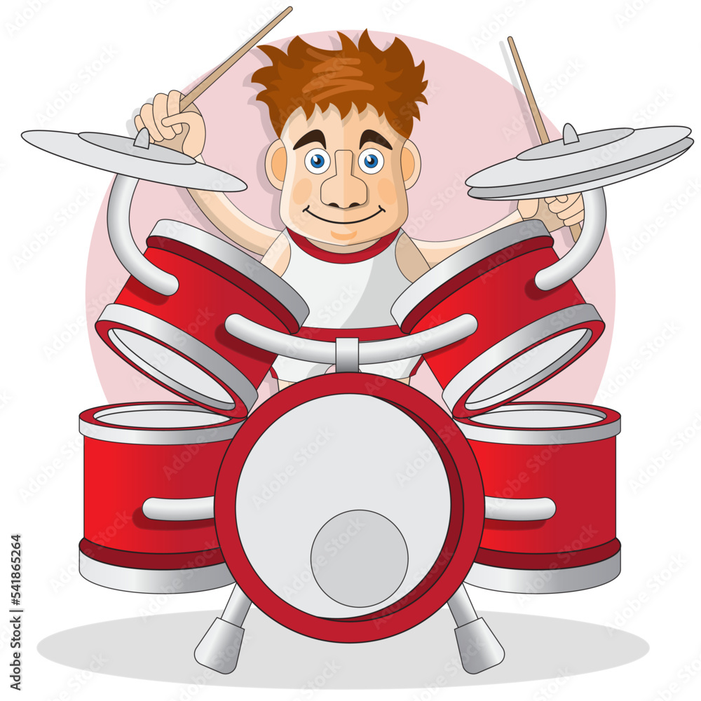 Drummer. Isolated on white background. Vector illustration. Stock ...