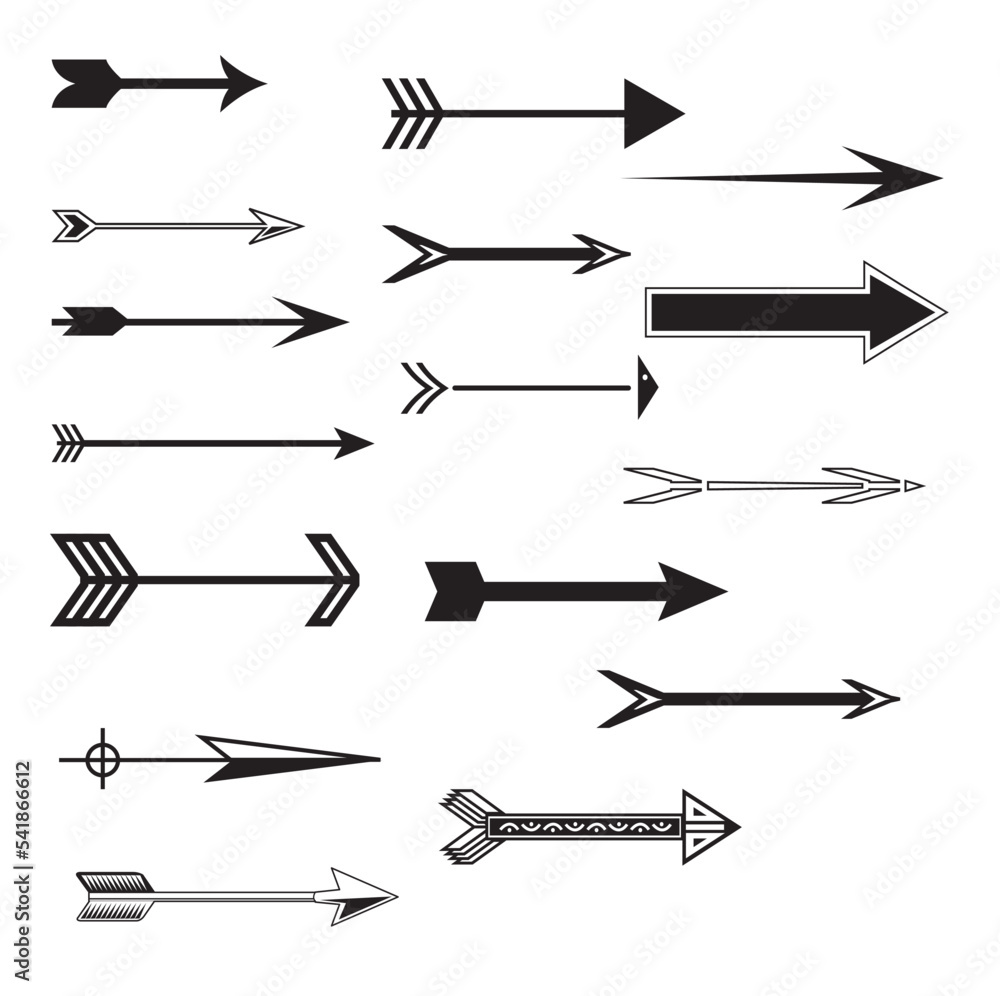 set of black arrows icons vectors for website 