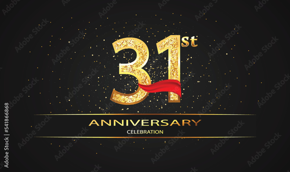 31 Year Anniversary celebration Vector Design with red ribbon and ...