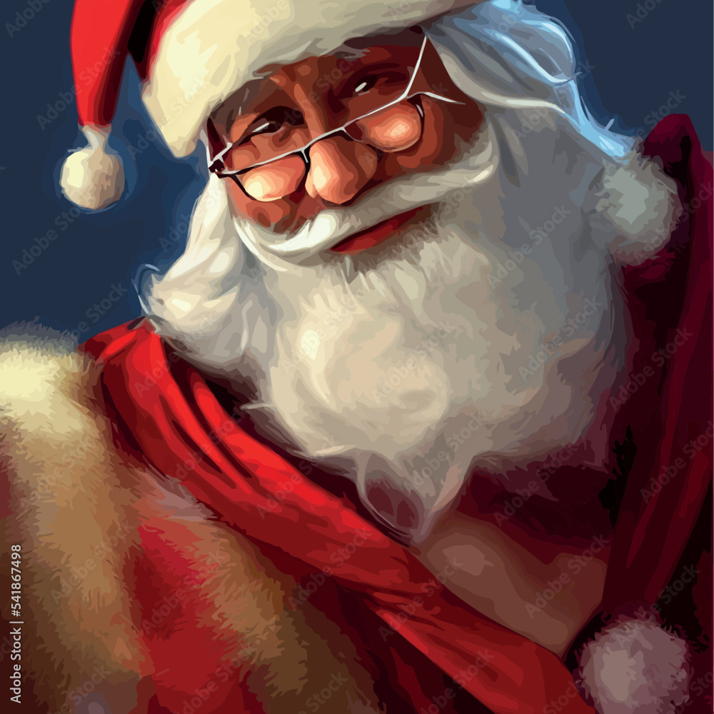 Santa Claus Head with face, beard and hat. Christmas character cartoon ...