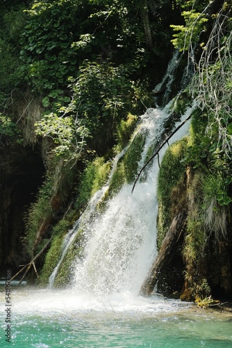 Scenic view of Galovacki Buk Waterfall in Plitvice Lakes National Park, Croatia photo