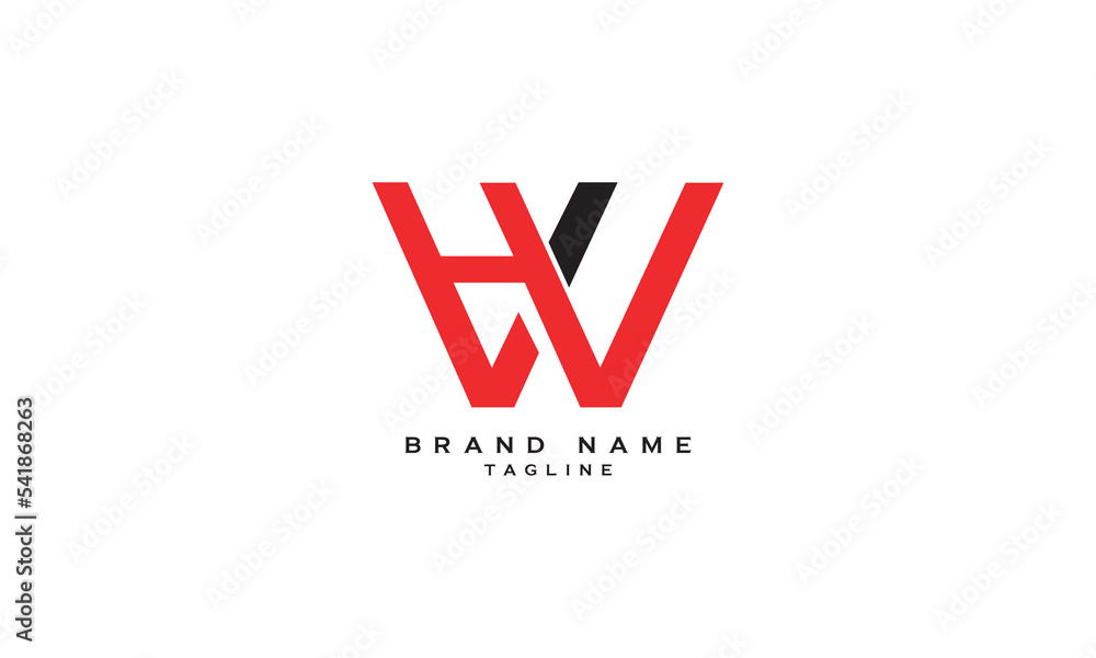 HW, WH, Abstract initial monogram letter alphabet logo design Stock