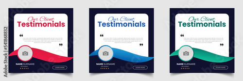 Customer feedback testimonial social media post web banner template. client feedback review social media post banner design template