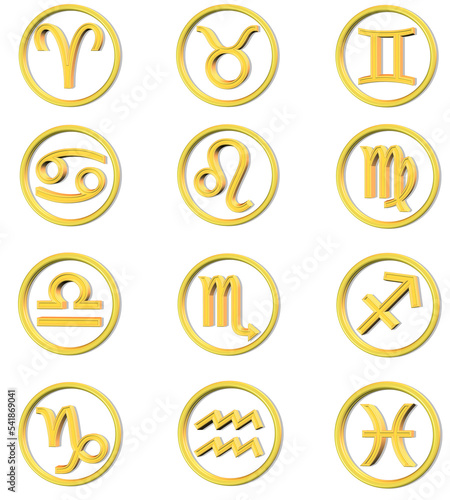 Zodiac signs on white background