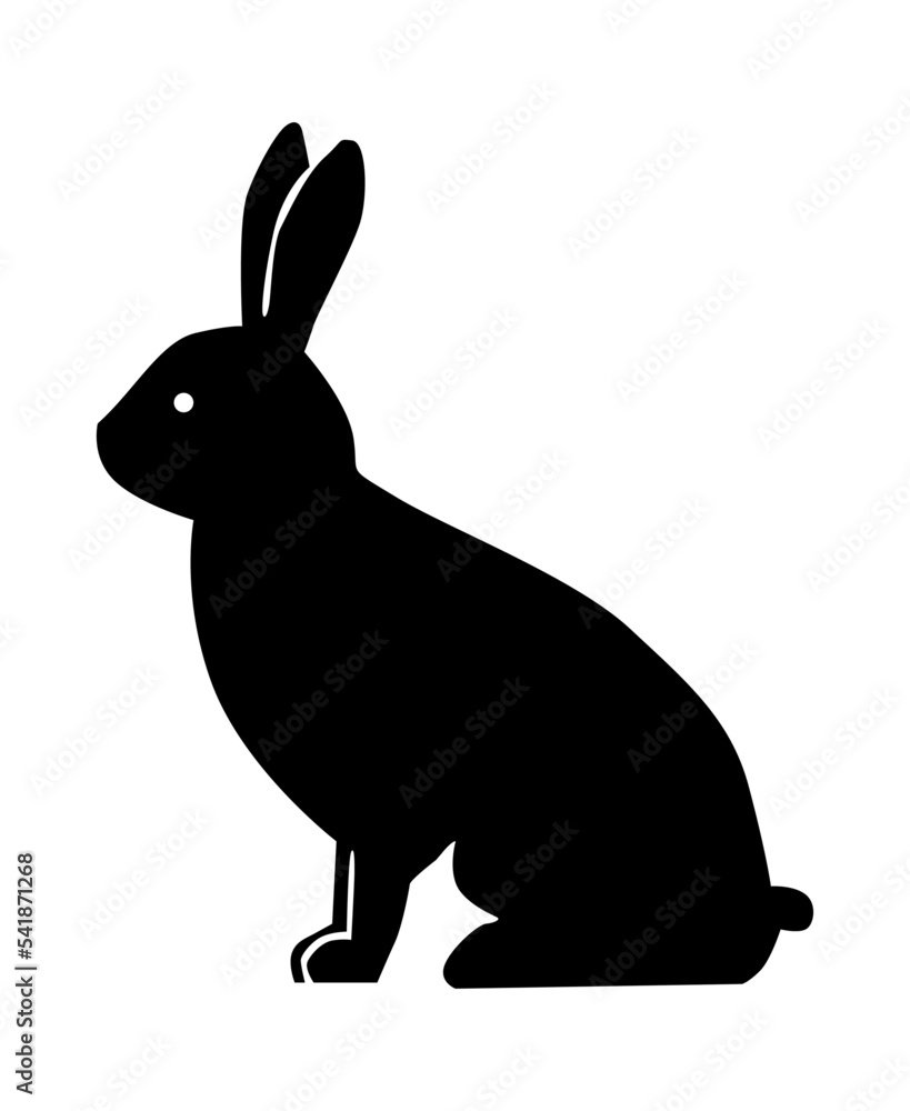 Rabbit silhouette as symbol of 2023. Black rabbit on white background. Vector Rabbit silhouette as symbol of 2023. Black rabbit on white background. Vector