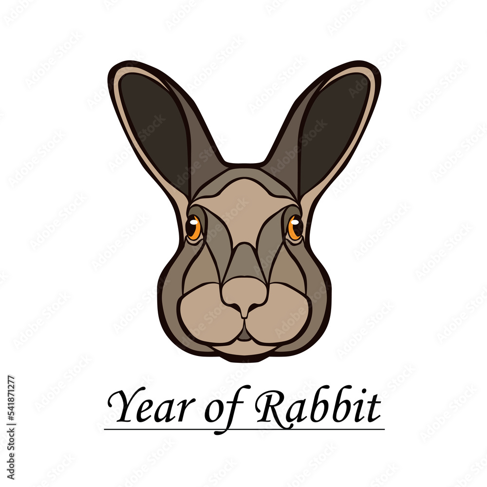 Vecteur Stock Year of rabbit. Rabbit head on white as symbol of year