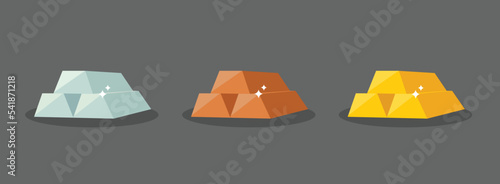 set of ingot icon vector illustration