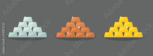 set of ingot icon vector illustration