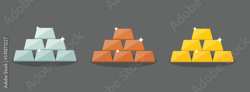 set of ingot icon vector illustration