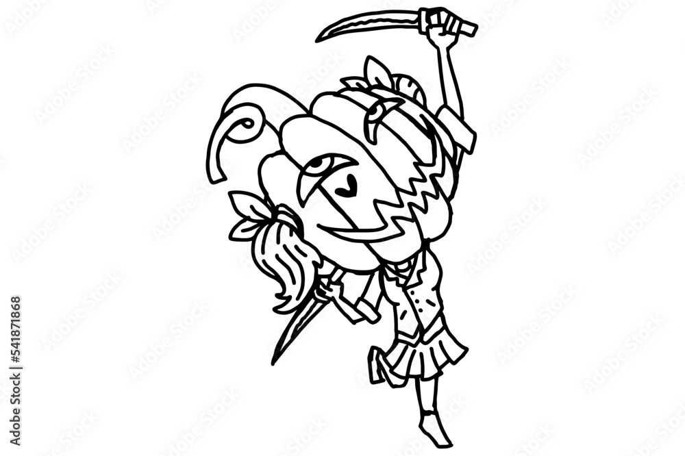 Fototapeta premium Halloween Character - Serial Killer Pumpkin Girl