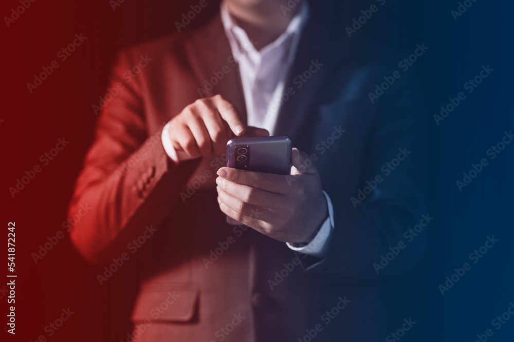 Businessman using smartphone Playing social networks, Man typing message or rating something. Global internet connection technology and digital marketing, financial investment and trading concept Businessman using smartphone Playing social networks, Man typing message or rating something. Global internet connection technology and digital marketing, financial investment and trading concept
