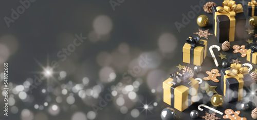 Christmas background with christmas decoration - 3d rendering