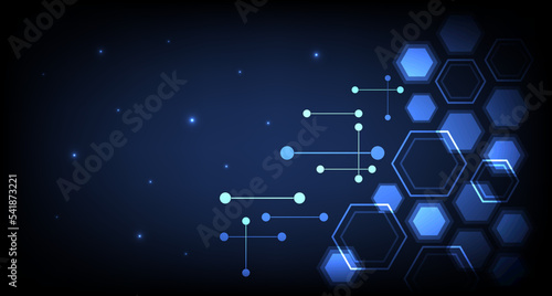 modern technology honeycomb design on blue background