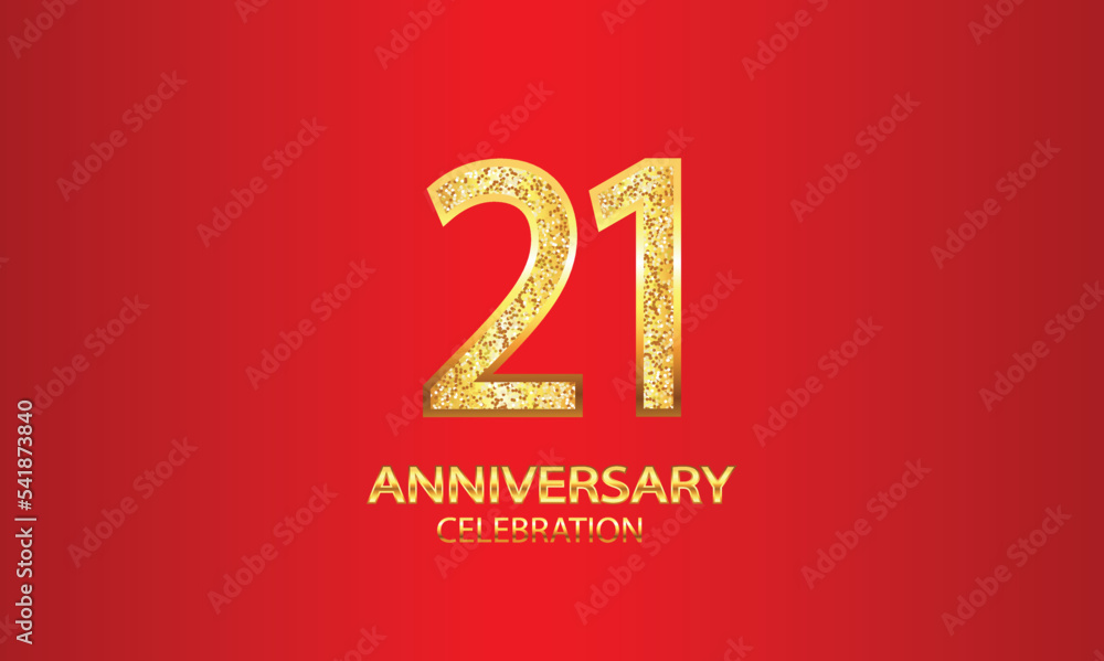 21 Year Anniversary celebration Vector Design with red background and glitter. 21st Anniversary celebration. Gold Luxury Banner of 21st Anniversary. vector illustration 21 Year Anniversary celebration Vector Design with red background and glitter. 21st Anniversary celebration. Gold Luxury Banner of 21st Anniversary. vector illustration