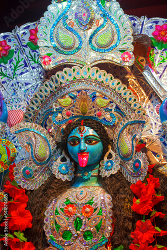 Selective focus of Hindu Mythological Goddess Devi Kali.