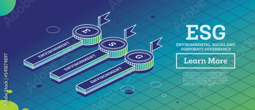 ESG Concept of Environmental, Social and Governance. Infographic Element with Three Elements.