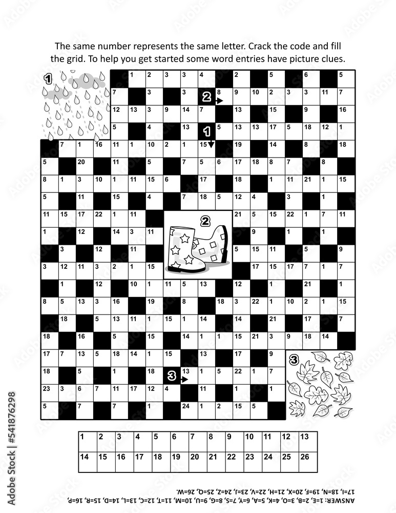 Codebreaker (or codeword, or code cracker) crossword puzzle or word
