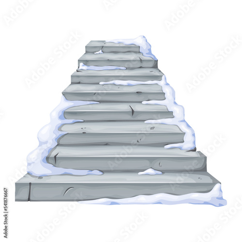 Old stone staircase covered with snow. Interior boulder for ui design. Motivation concept.