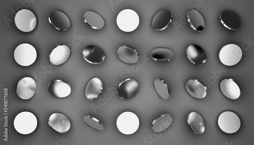 Abstract 3d-illsutration of some silver coins in front of a black background