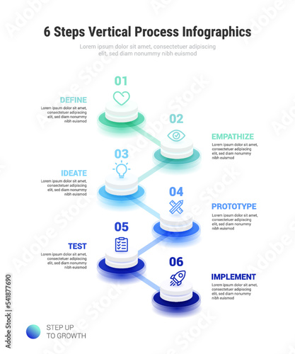 6 Steps Vertical Process Infographics