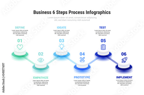 Business 6 Steps Process Infographics