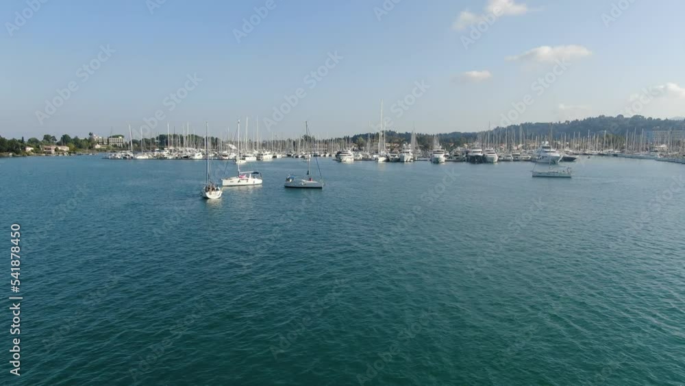 Gouvia Marina in corfu island greece aerial view in summer Gouvia Marina in corfu island greece aerial view in summer