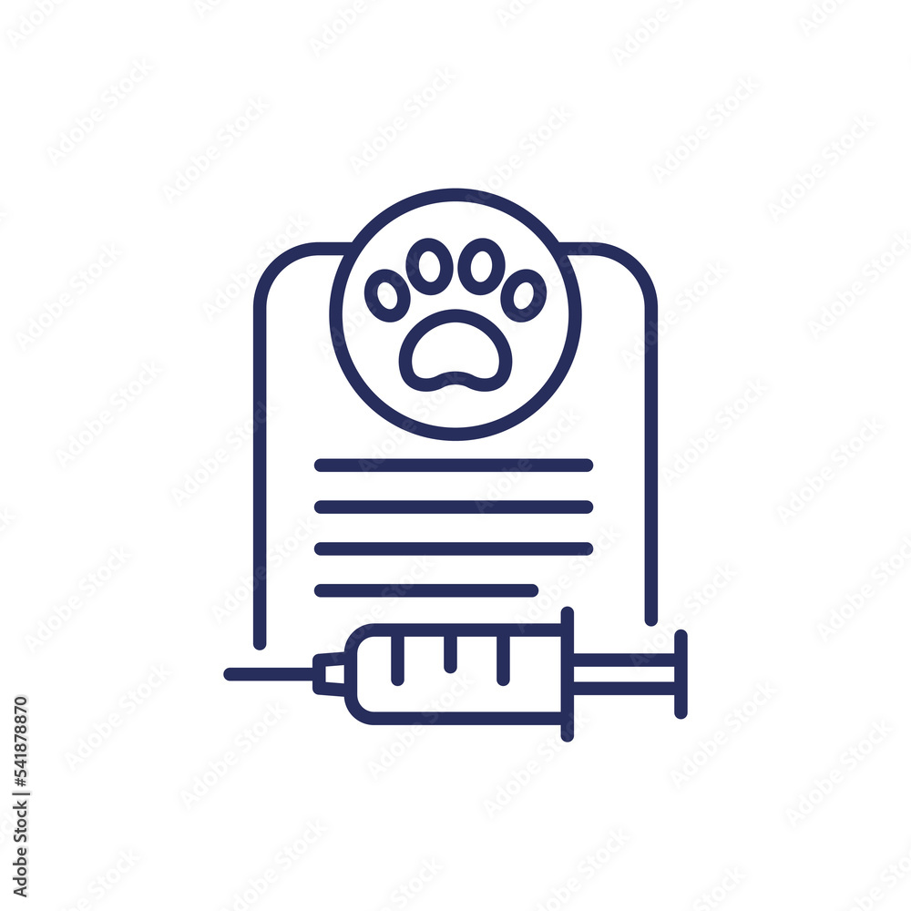 dog vaccination certificate or document line icon dog vaccination certificate or document line icon