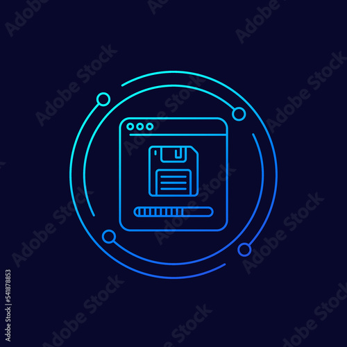 backup or copy files icon with a floppy disk, linear design