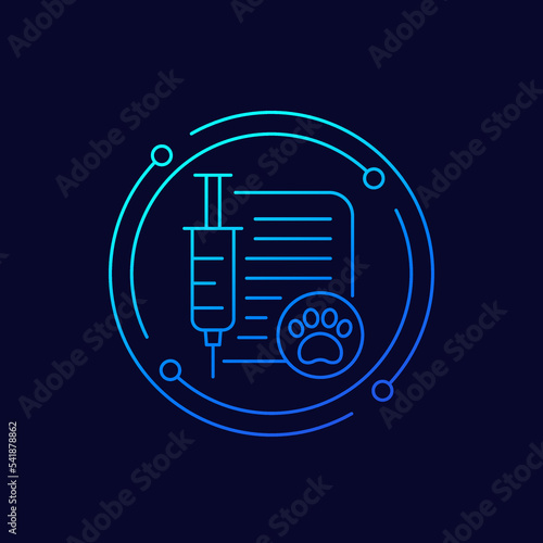 dog vaccination certificate icon, linear design