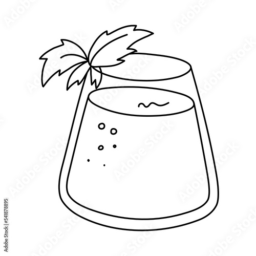 Alcoholic cocktail, long drink beverage for holiday celebrating. Use for decorating design festive menu. Hand-drawn doodle style. Editable stroke. Isolated. Vector illustration