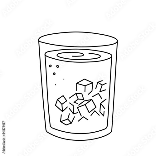 Alcoholic cocktail, long drink beverage for holiday celebrating. Use for decorating design festive menu. Hand-drawn doodle style. Editable stroke. Isolated. Vector illustration