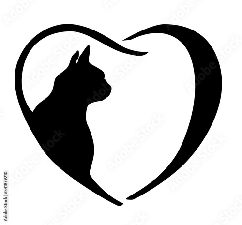 cat love whit heart in illustrator