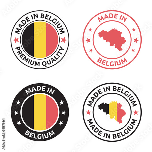 made in Belgium stamp set, Belgian product label