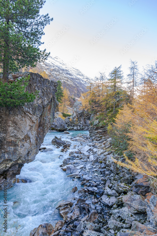 Mountain stream with flowing glacier water Stock Photo | Adobe Stock
