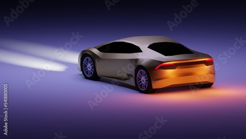 Obraz na płótnie Yellow Lamborghini 3d rendering low poly showoff