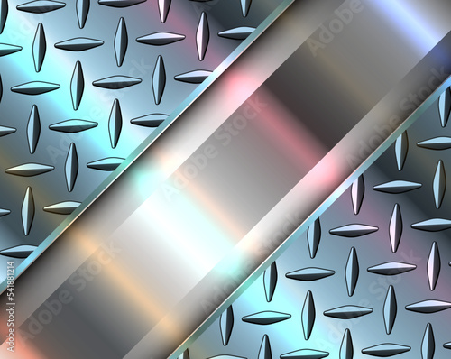 Silver polished steel texture background, shiny chrome metallic with diamond plate texture