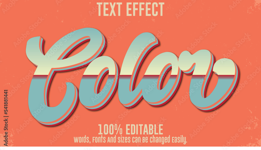 Color retro vintage editable text effect