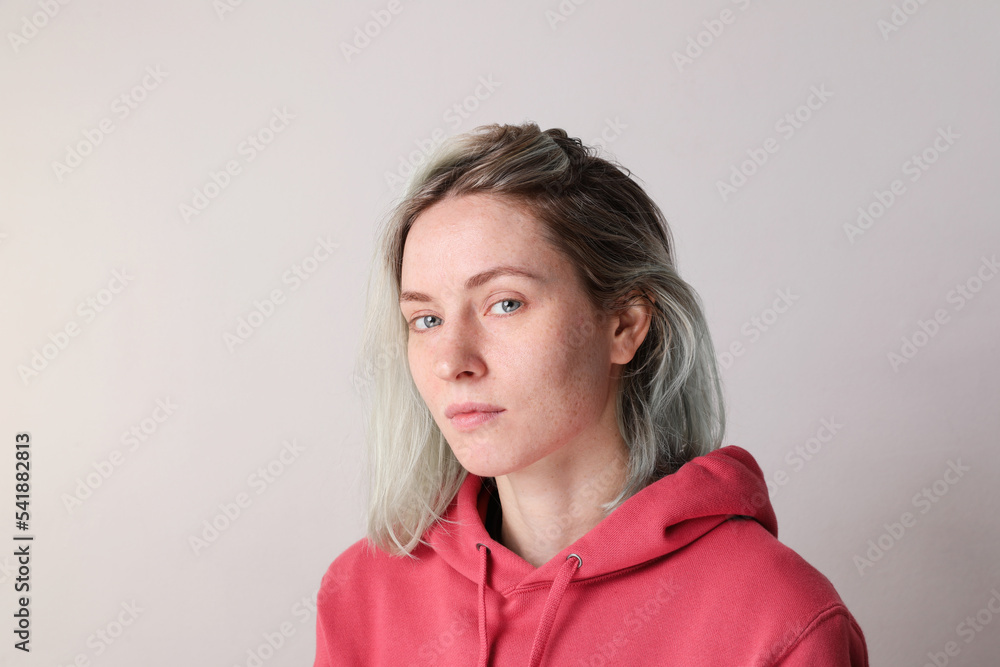Optimistic young woman poses isolated indoor. Mental health issues. Mock-up. Optimistic young woman poses isolated indoor. Mental health issues. Mock-up.