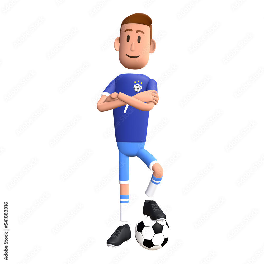 Soccer player 3D character. Football player 