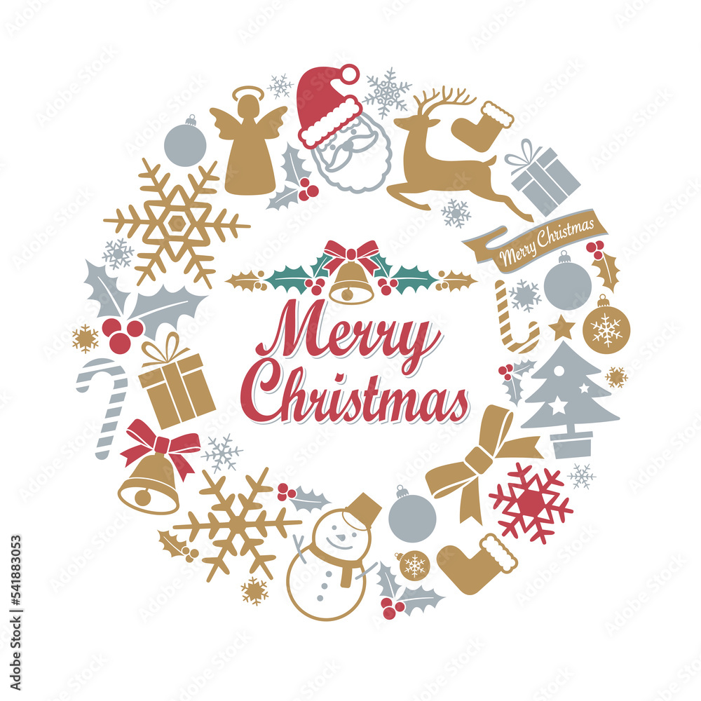 Fototapeta premium クリスマスリース アイコンセット イラスト