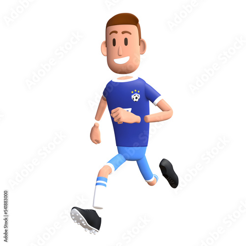 Soccer player 3D character. Football player goal celebration