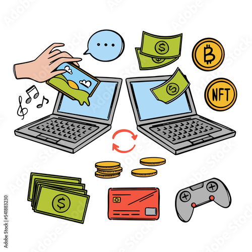 NFT MARKET Online Selling Of Arts And Musical Works For Cryptocurrency Network Technology For Trade Crypto Store Internet Marketplace With Non-fungible Token