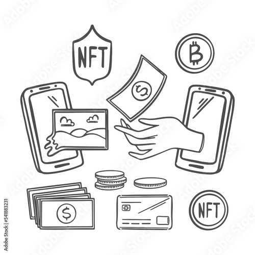 NFT Market Online Selling Of Arts And Musical Works For Cryptocurrency Network Technology For Trade Crypto Store Internet Marketplace With Non-fungible Token