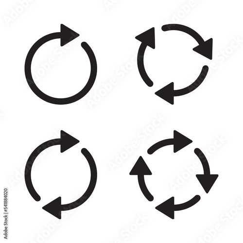 Arrows. Set of circle arrow vector icons. Refresh and reload the arrow icon collection. Recycle icon is simple. Circular vector arrows. Arrows right flat sign. Recycle Arrow icon.