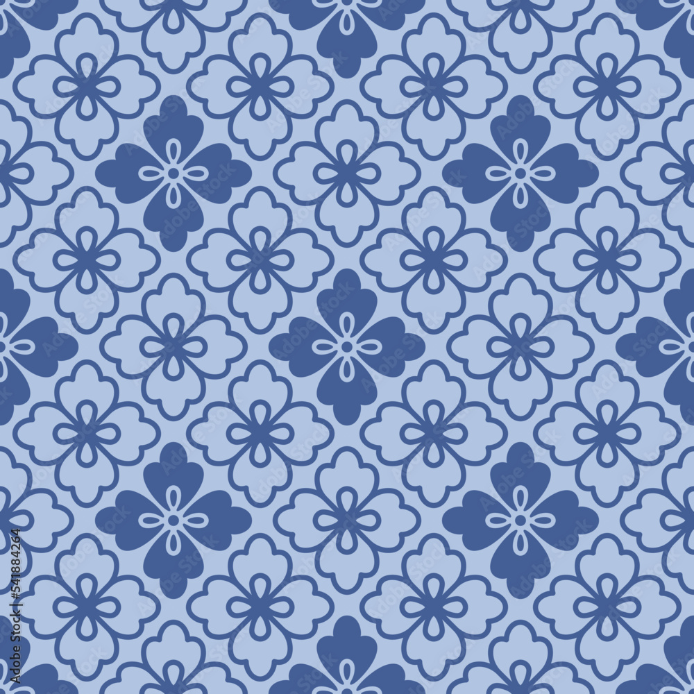 Japanese Round Flower Mosaic Vector Seamless Pattern Japanese Round Flower Mosaic Vector Seamless Pattern