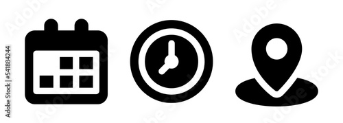 Date, Time, Address or Place Icons Symbol