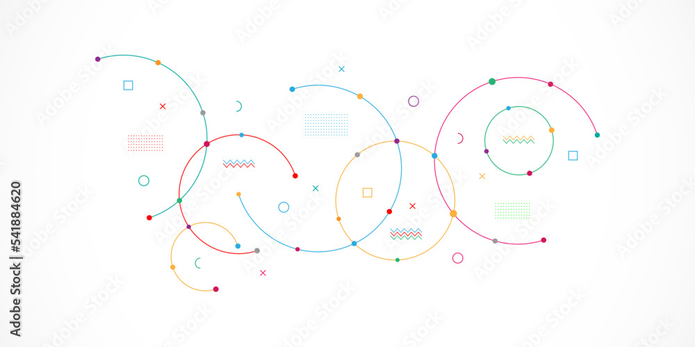 Abstract geometric background with plexus circles. Vector illustration of minimalistic design
